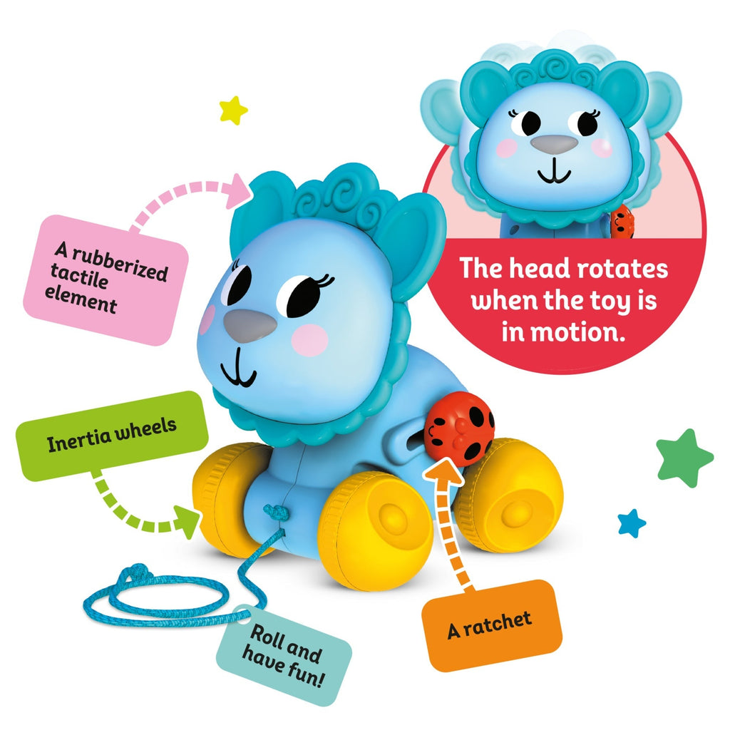 Kids Hits Push & Pull Llama Tactile Motion Toy With Rotating Head And Ratchet