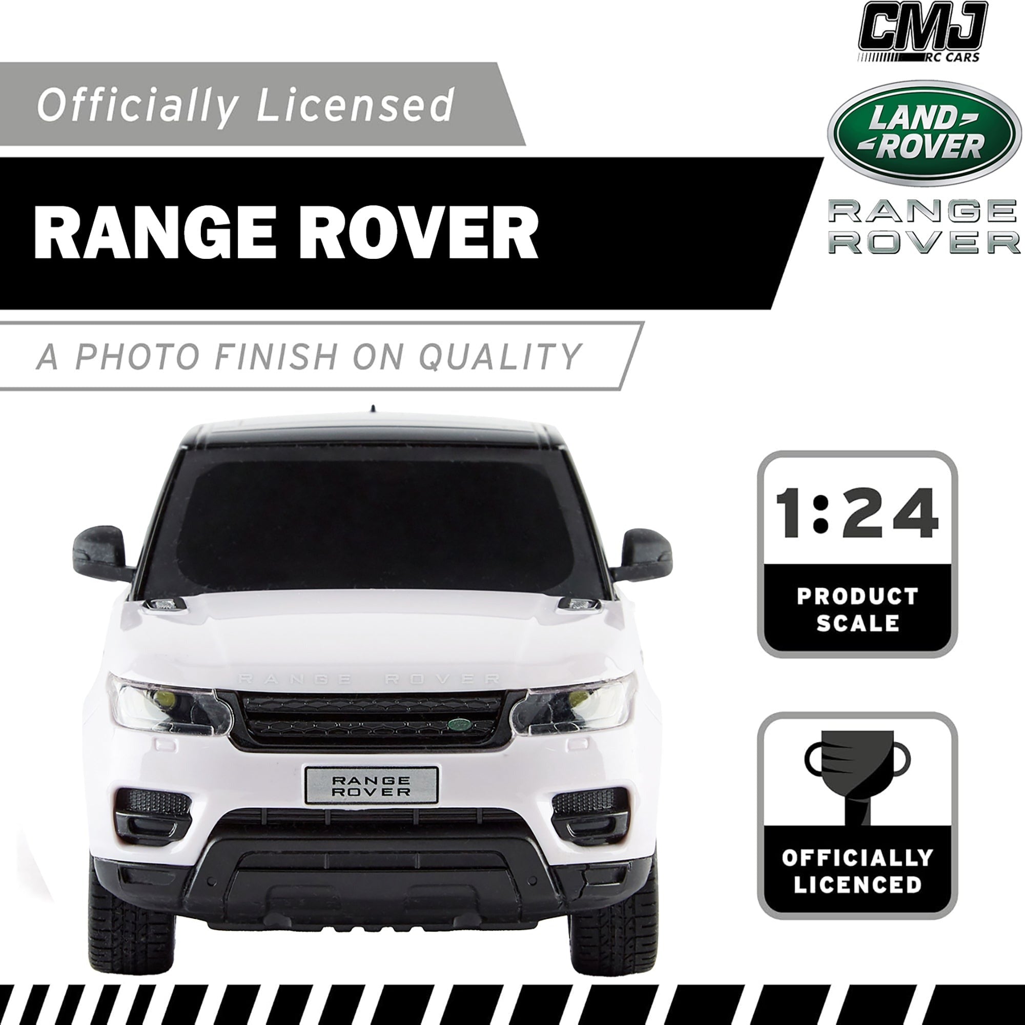 CMJ RC Cars Range Rover - White - 1:24 Scale, 2.4GHz Remote Control SUV with LED Headlights