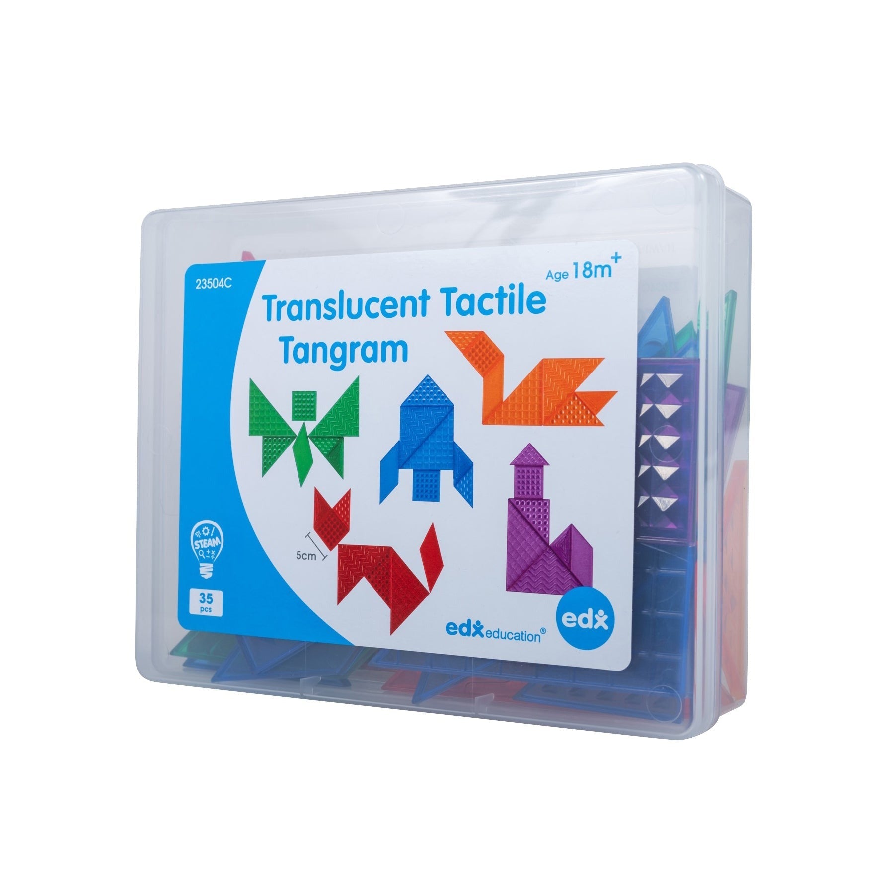 edxeducation Translucent Tactile Tangrams - Sensory Exploration Set