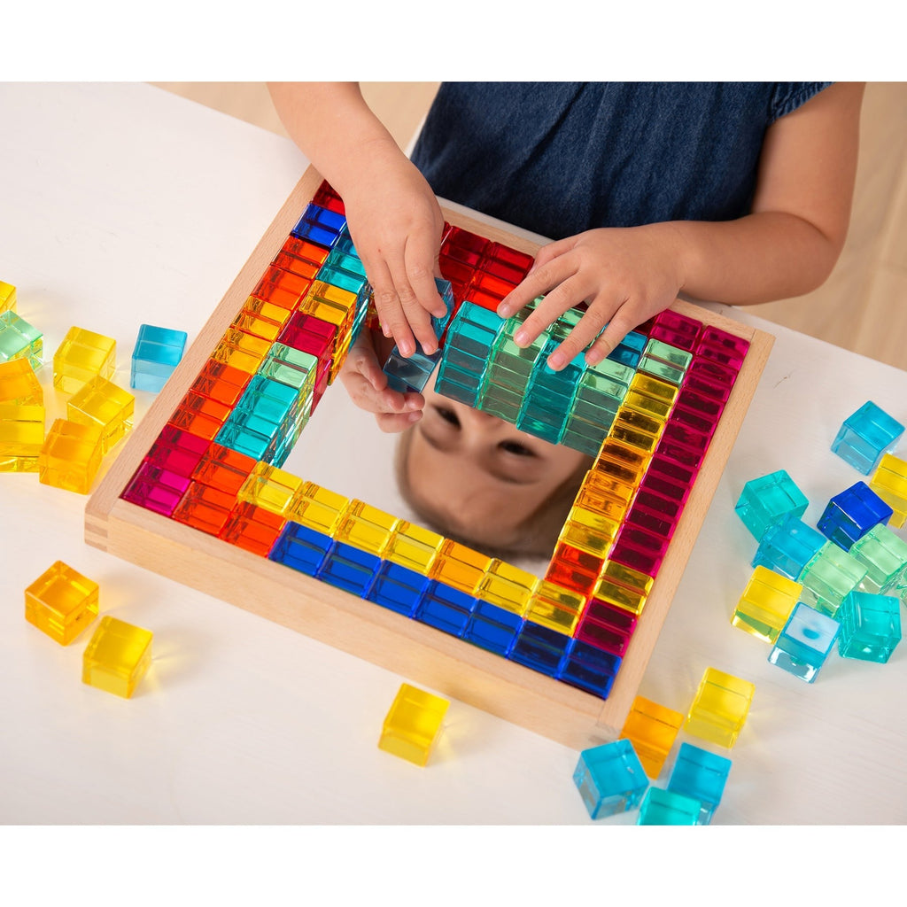 TickiT Gem Cube Mirror Tray - Colorful Sensory Exploration