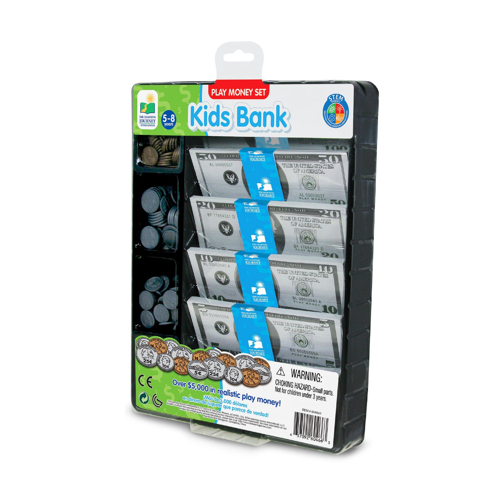 Kids Bank Ultimate Play Money Set - Realistic Toy Cash and Coins