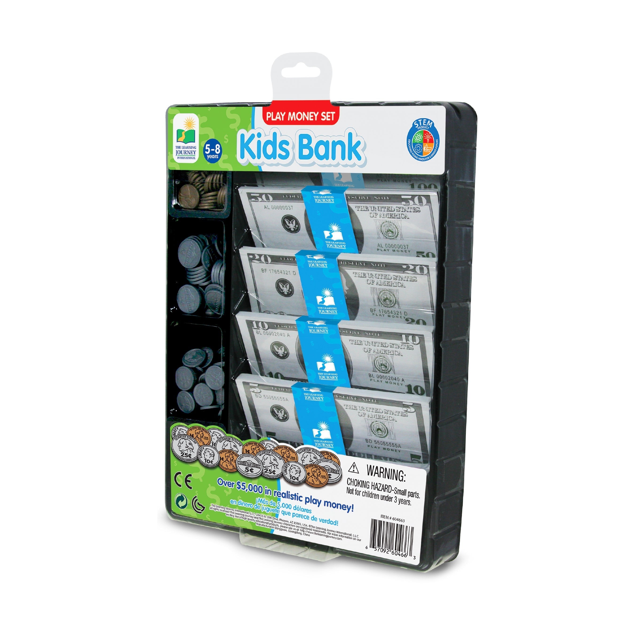 Kids Bank Ultimate Play Money Set - Realistic Toy Cash and Coins