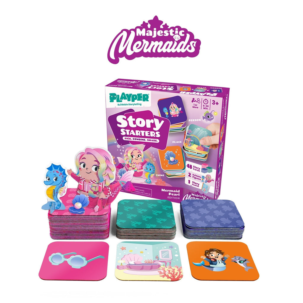 Story Starters Mermaid Pearl Edition 40-Card Storytelling Set With Buildable Figures