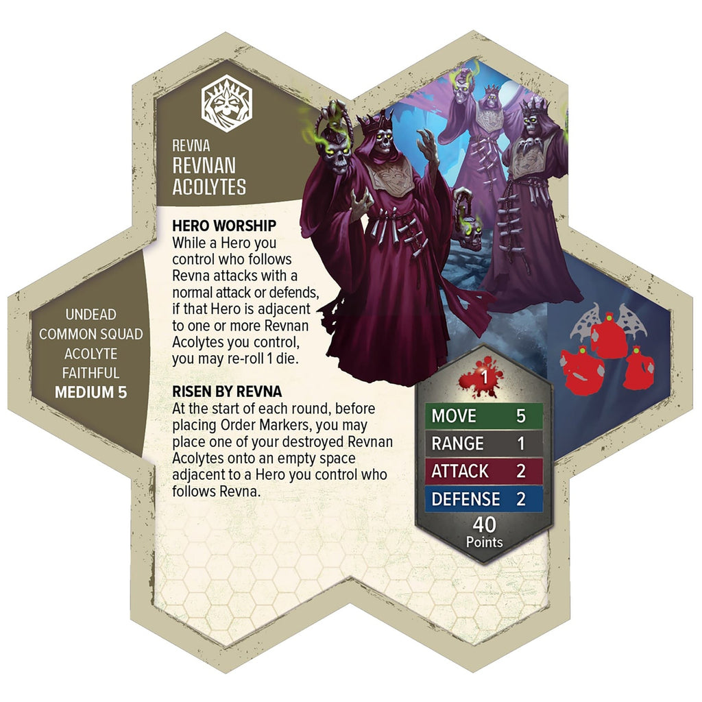 Heroscape Revnan Acolytes & Grave Grim Army Expansion - 4 Assembled Unpainted Miniatures & 2 Army Cards