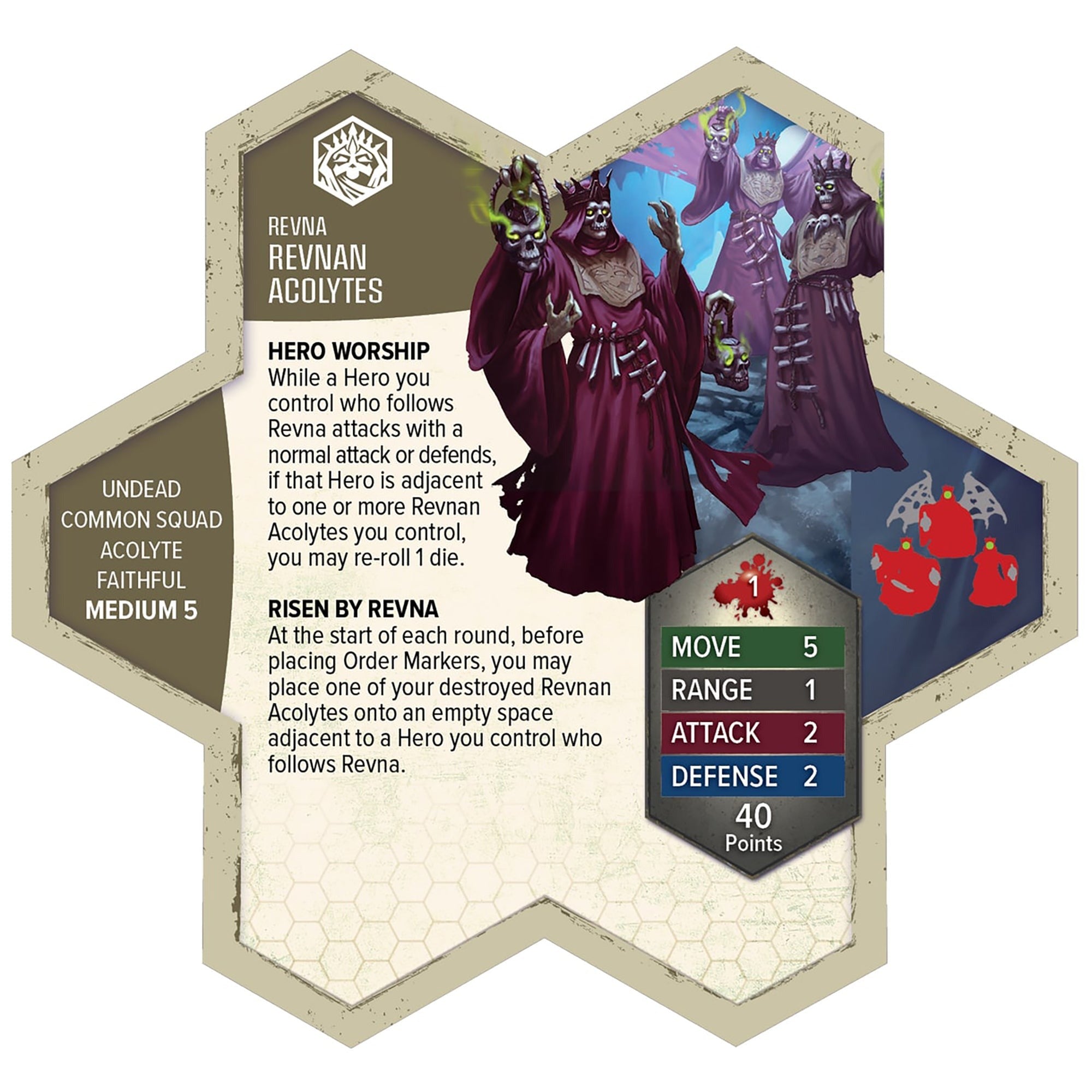 Heroscape Revnan Acolytes & Grave Grim Army Expansion - 4 Assembled Unpainted Miniatures & 2 Army Cards