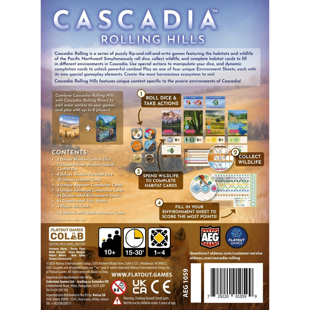 AEG Cascadia: Rolling Hills - Dynamic Flip-Roll-Write Board Game for Families