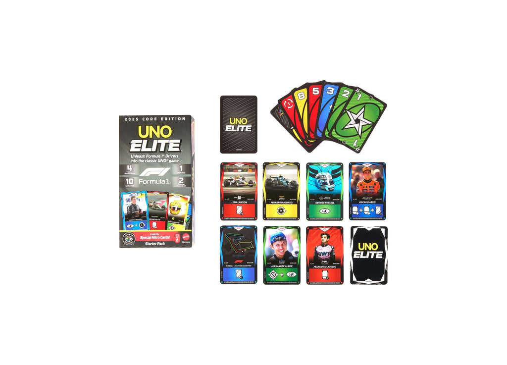 UNO Elite Formula 1 2025 Core Edition Card Game, 2-5 Players