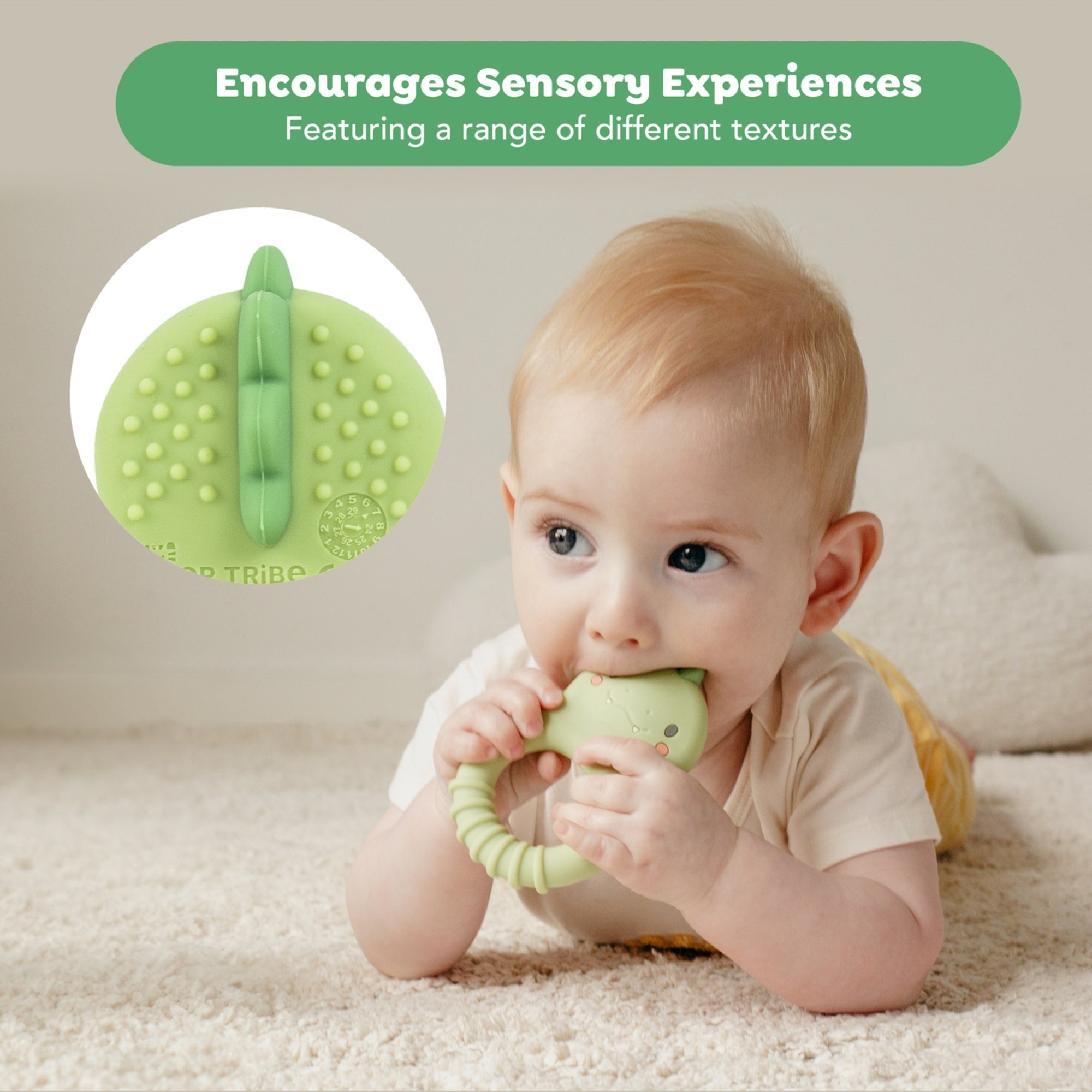 Tiger Tribe Dino Silicone Teether - Soft Textured Sensory Relief Toy