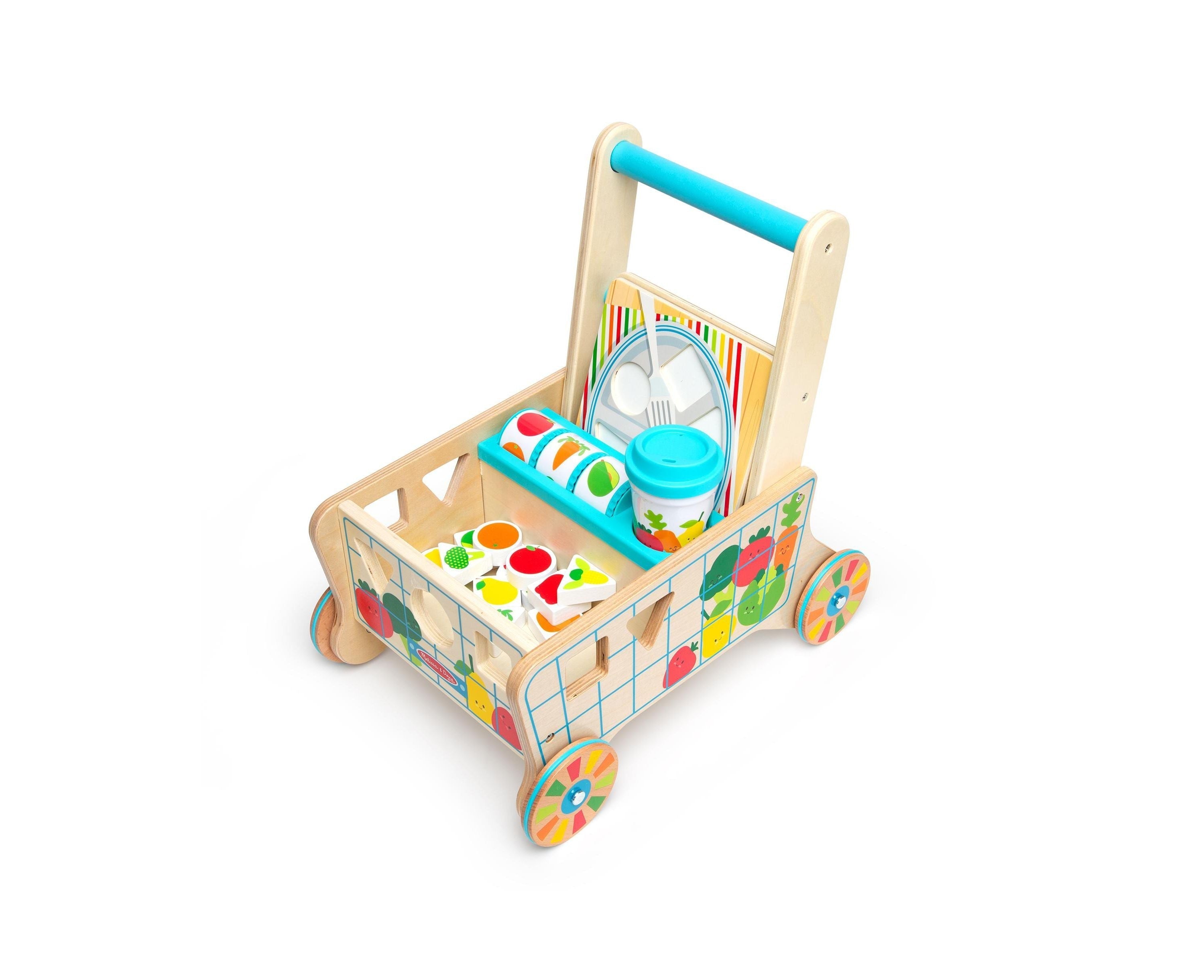 Melissa & Doug Wooden Grocery Cart & Shape Sorting Puzzle Toy