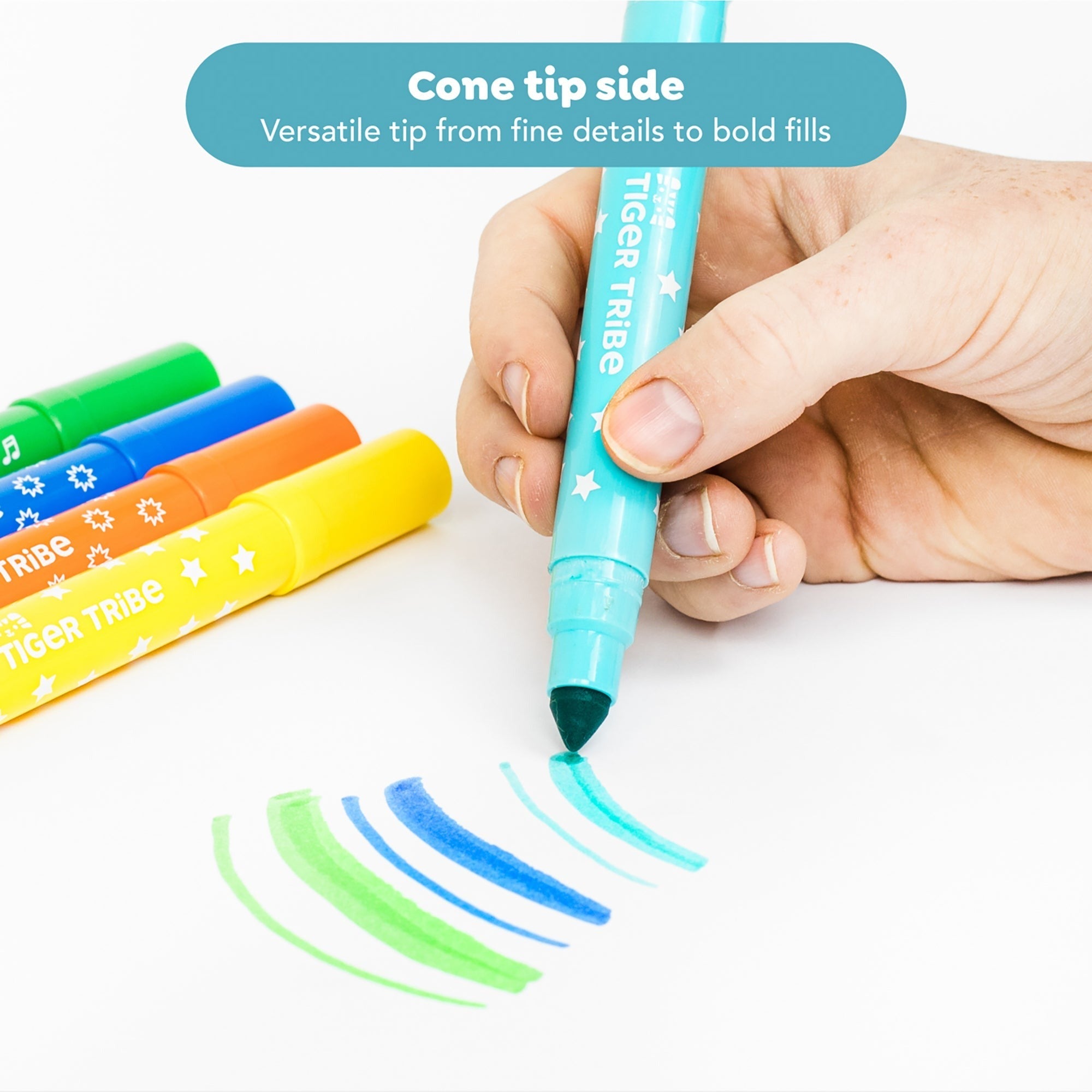 Tiger Tribe Dual-Tip Stamp Markers 8-Pack - Washable, Non-Toxic Art Supplies