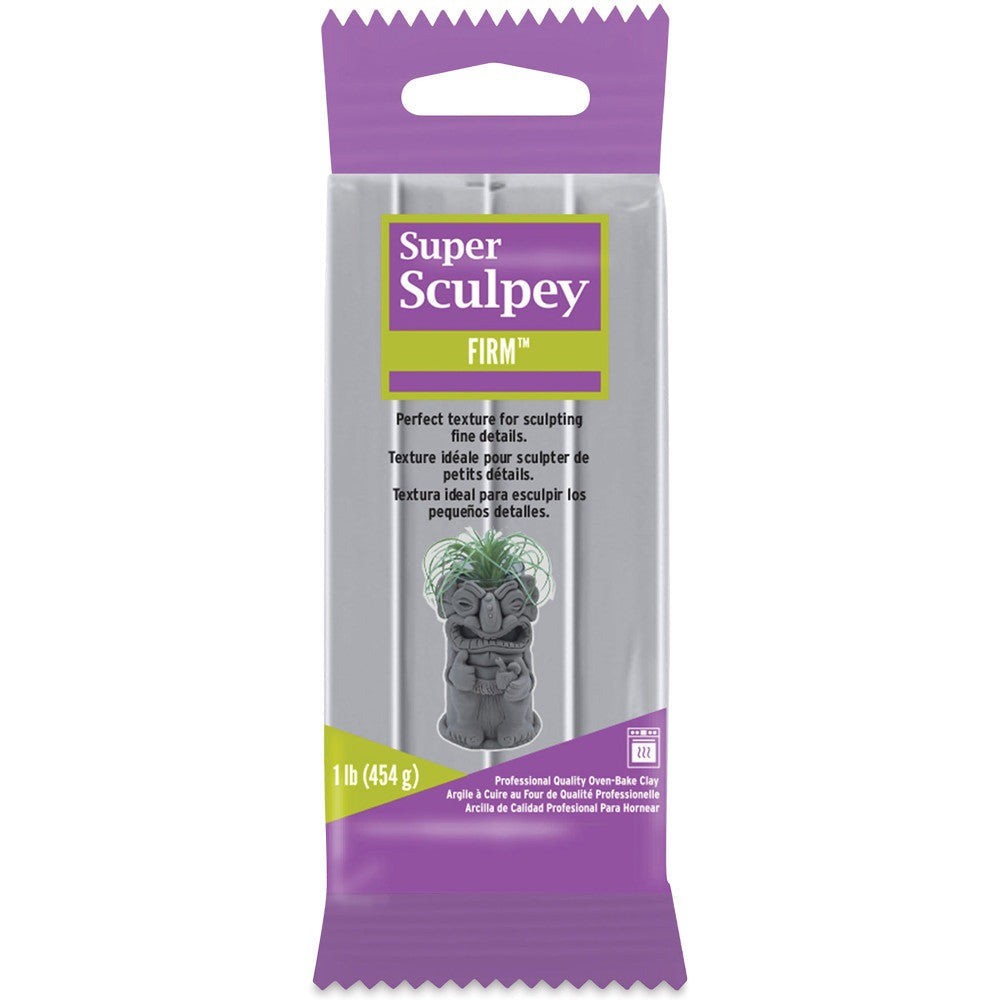 Sculpey Super Sculpey Firm Polymer Clay - Gray, 1lb - Oven Bake Modeling Clay