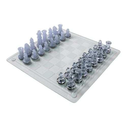 Elegant Plastic Chess Set with Sophisticated Glass Chessboard