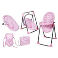 Lissi Dolls 6-in-1 Convertible Highchair and Play Set for Baby Dolls - Pink Polka-Dot