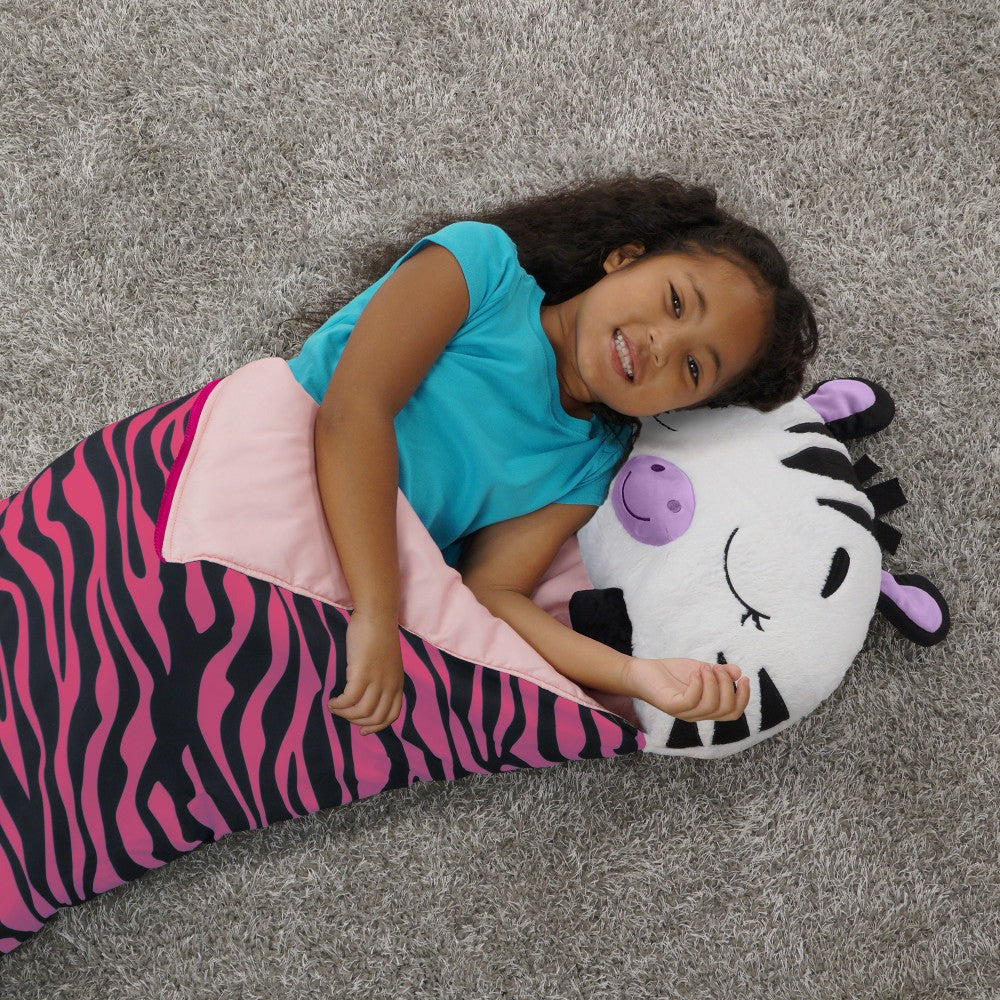 Happy Nappers Zinnia Zebra 66 inch Plush Pillow & Sleepy Sack - Kids 7+