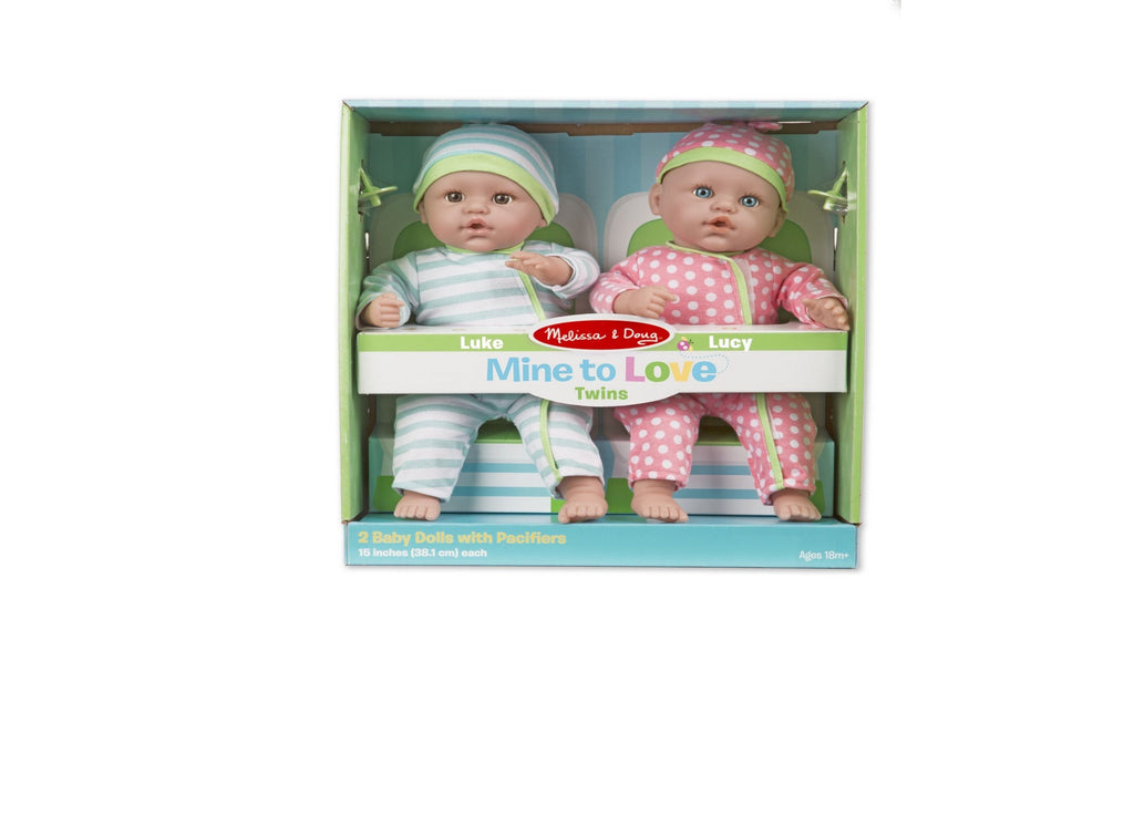 Melissa & Doug Mine to Love Luke & Lucy 15-Inch Twin Baby Dolls with Rompers