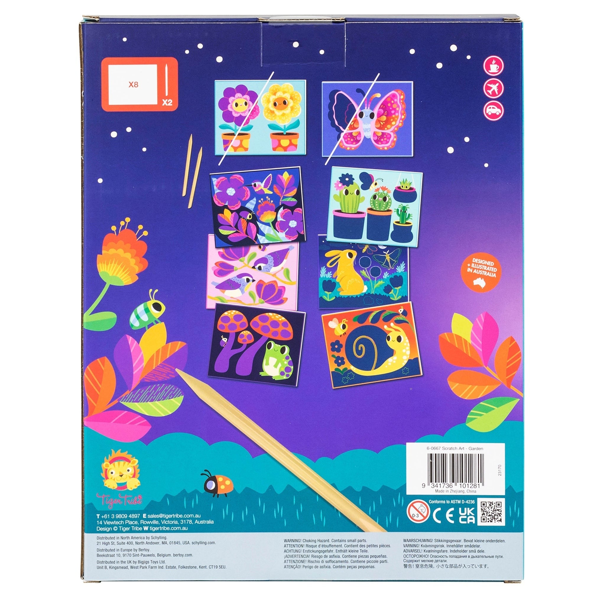 Tiger Tribe Scratch Art Garden Set - Vibrant Color Reveal, 8 Designs
