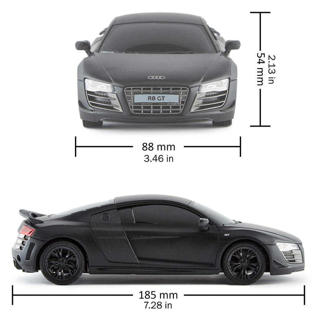 CMJ RC Cars Audi R8 GT - Black - 1:24 Scale Remote Control Car with LED Headlights and 2.4GHz Racing Frequency