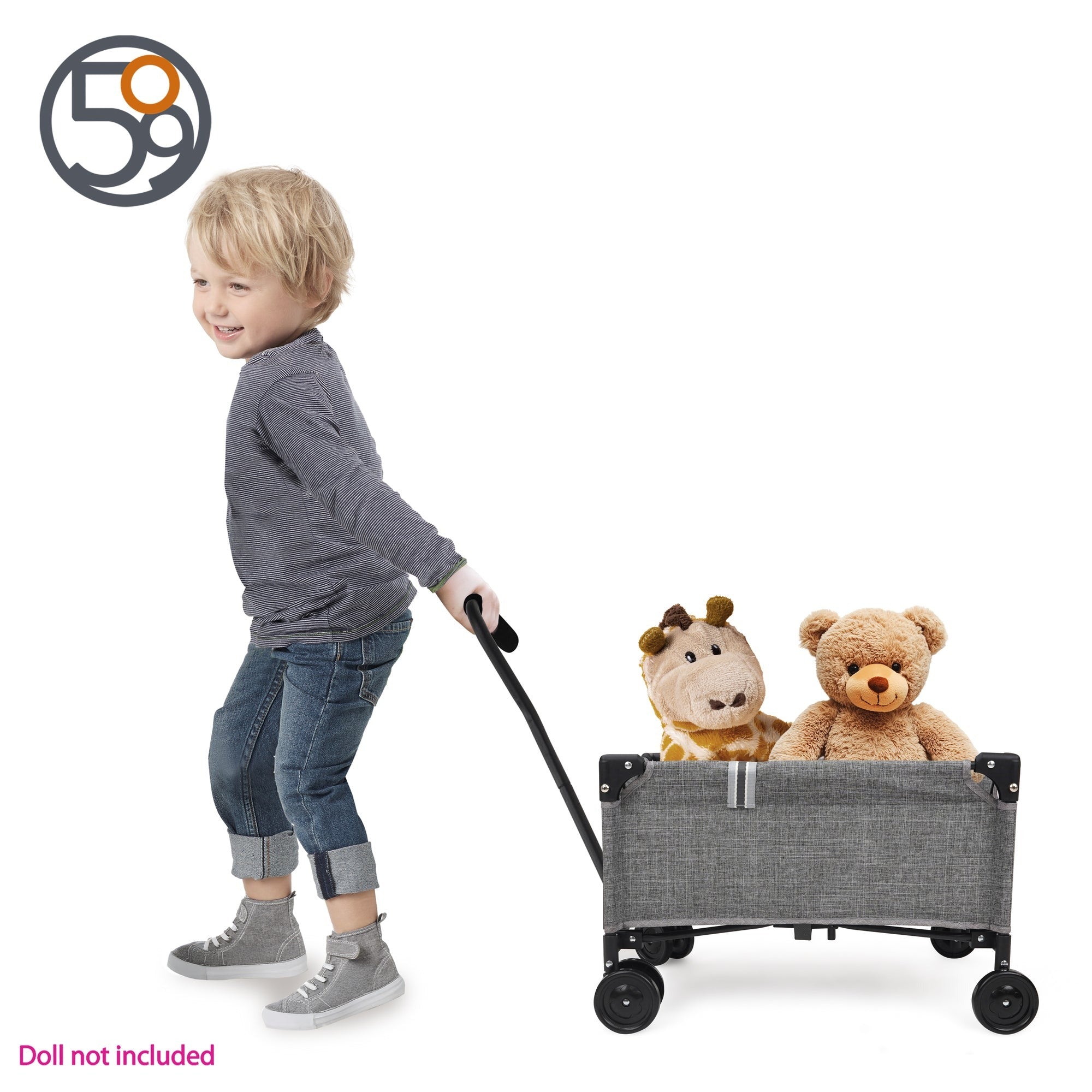 509 Crew Little Wagon Folding Pull-Along Doll Cart - Melange Grey