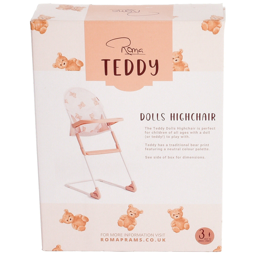 Roma Teddy Doll High Chair With Wipe-Clean Tray
