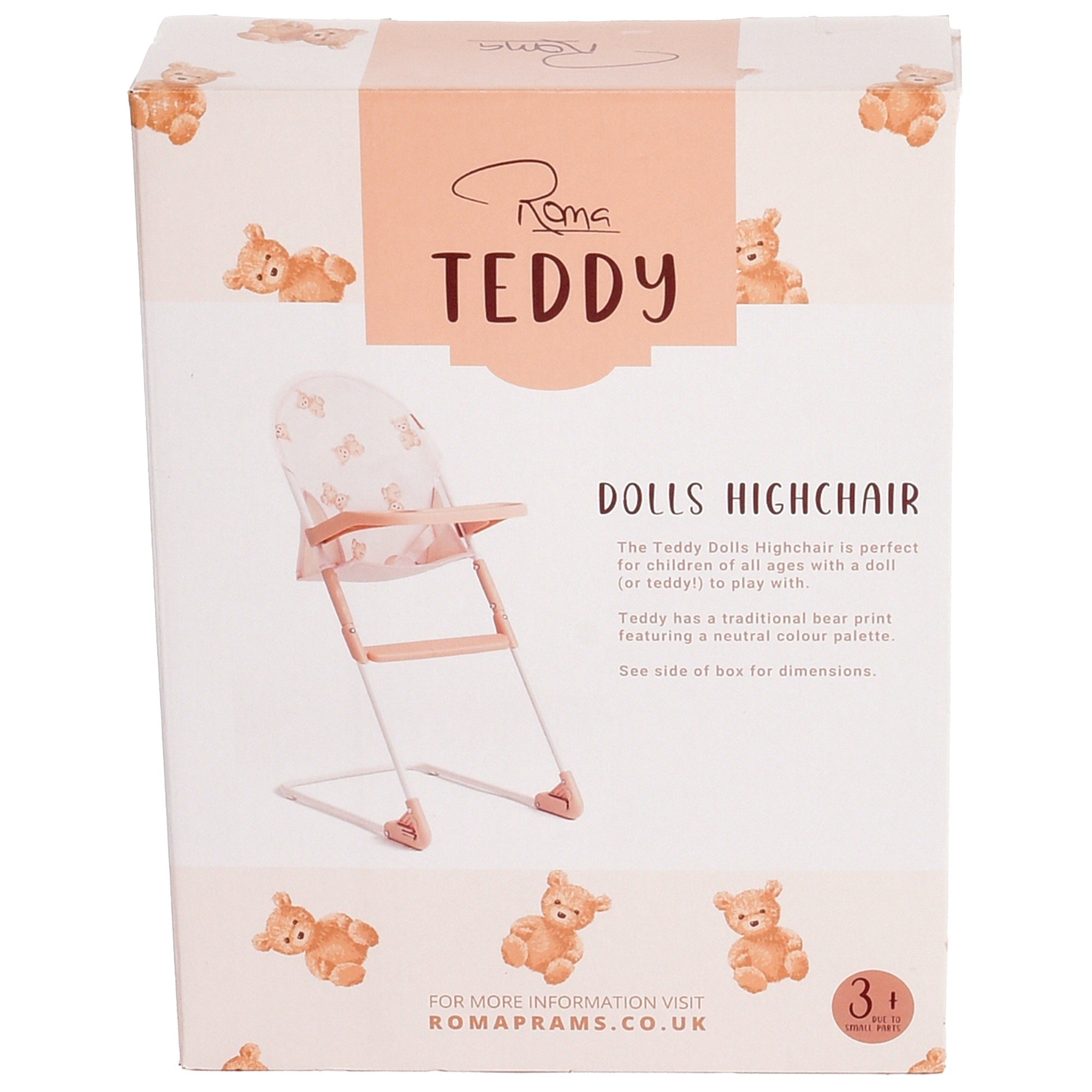 Roma Teddy Doll High Chair With Wipe-Clean Tray