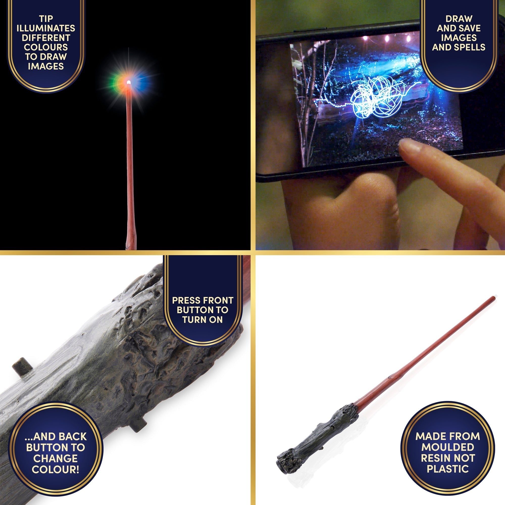 Wizarding World Harry Potter Deluxe Lumos Wand - 14-Inch Hand-Painted Replica