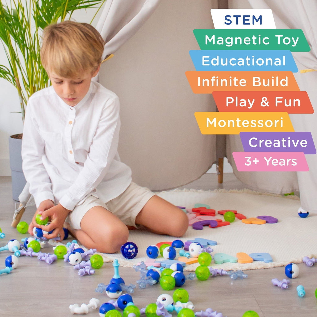 KUB Planet Astral Neon Magnetic Building Set 100-Piece STEM Construction Blocks