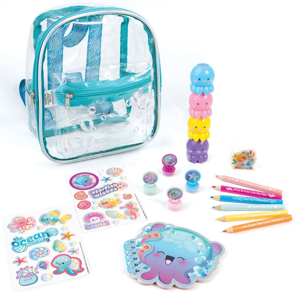 3C4G Seas The Day 18-Piece Portable Stationery Set With Backpack Case