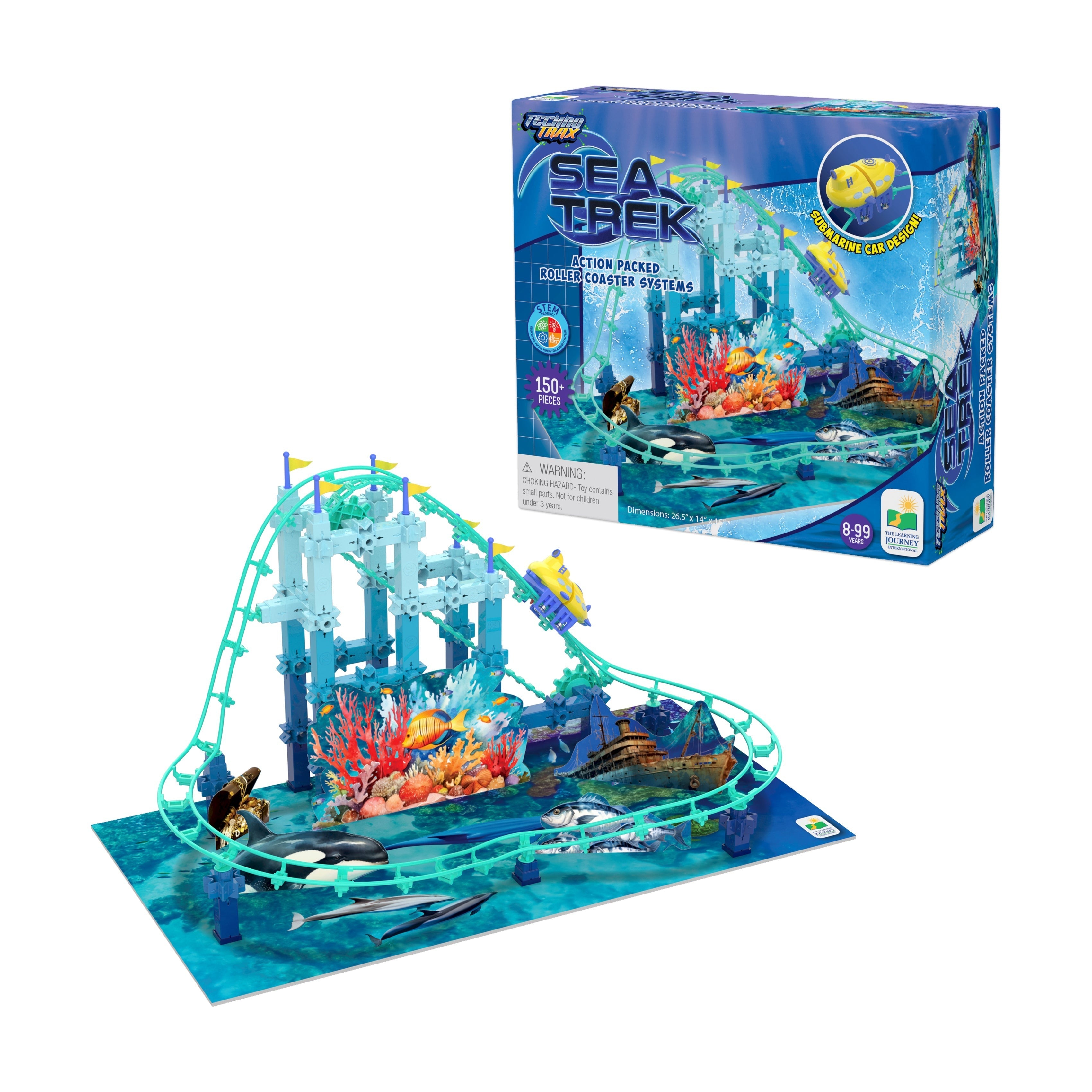 Techno Trax Sea Trek Roller Coaster Building Kit - 150+ Pieces