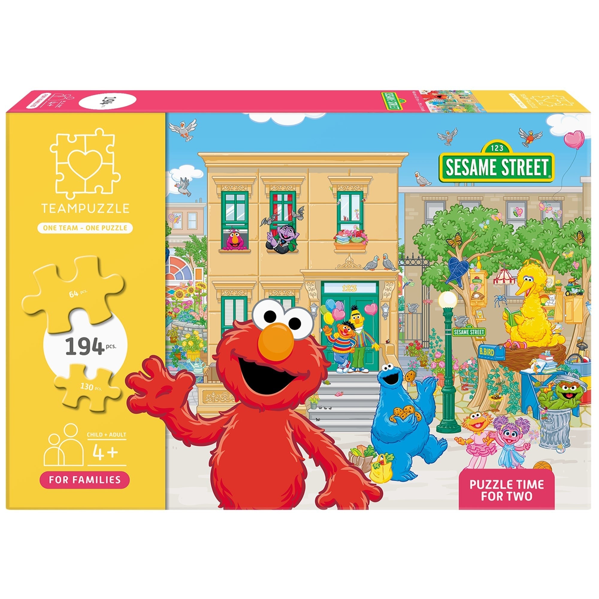 Sesame Street TeamPuzzle 194-Piece Puzzle, Two Difficulty Sections, 19x13 Inches