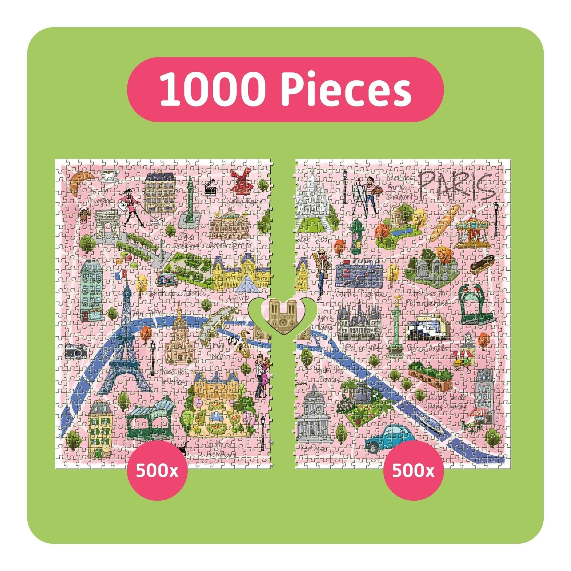 TEAMPUZZLE Paris 1,000-Piece Cooperative Puzzle, 2 Sections, 27 x 19-Inch