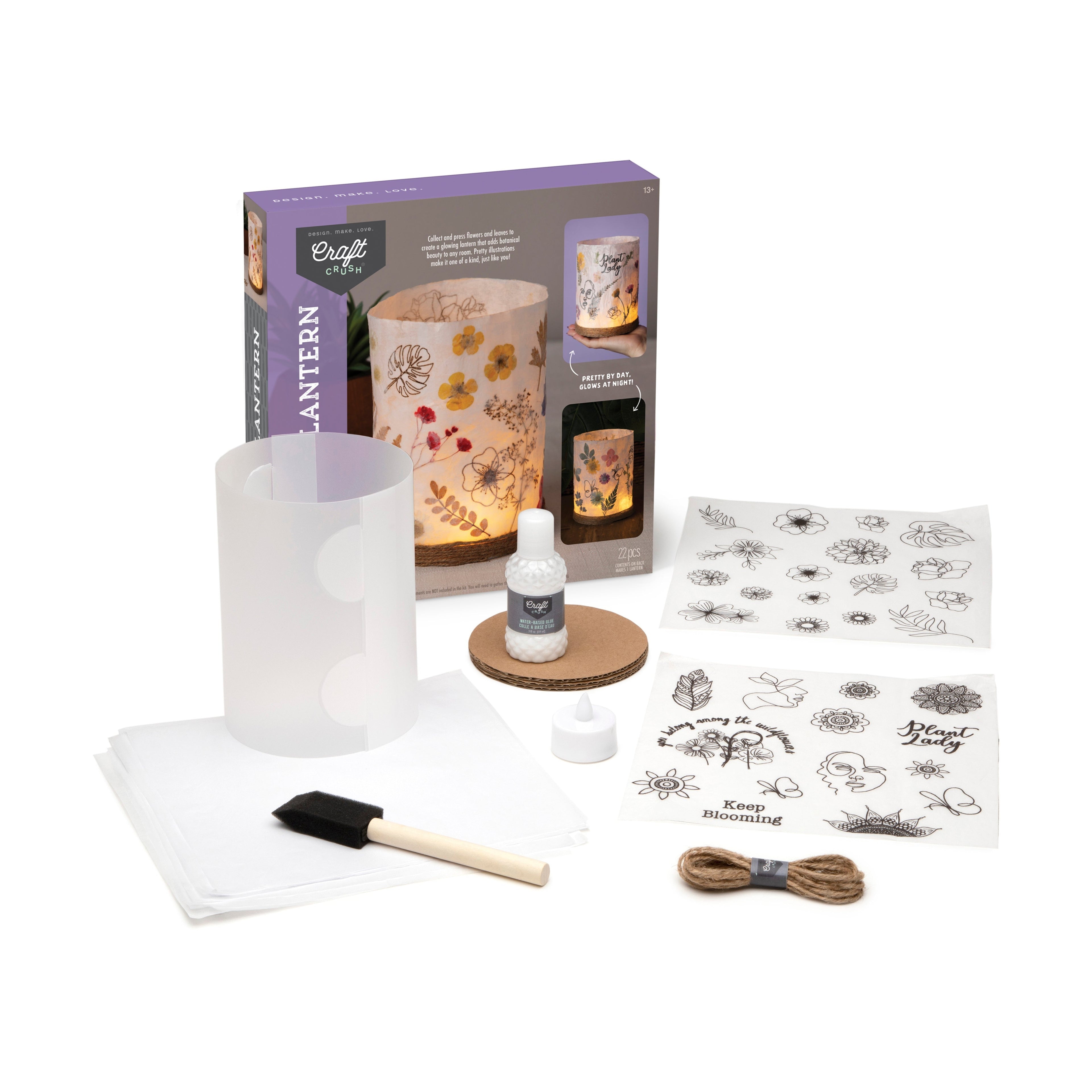 Craft Crush Nature-Inspired DIY Lantern Kit - Create Your Own Floral Masterpiece