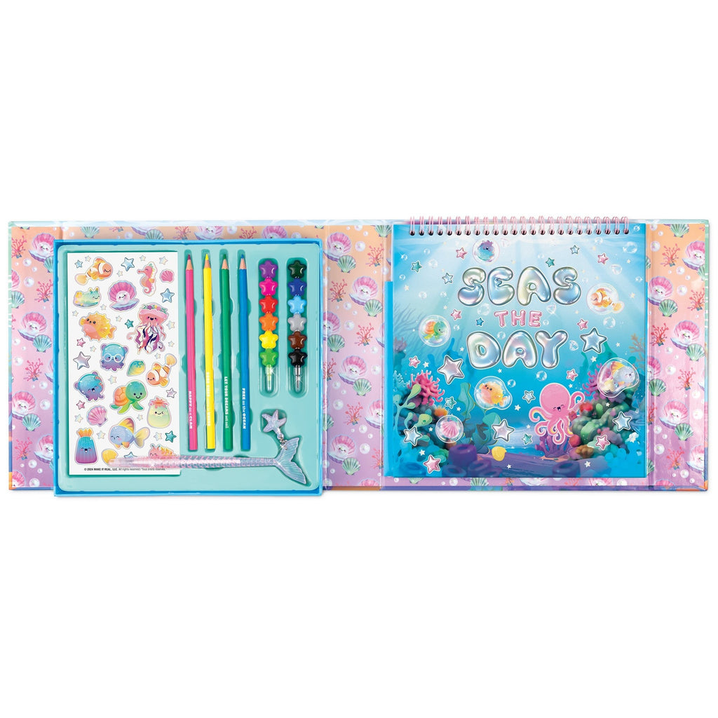 Three Cheers For Girls Seas The Day 20-Piece Aquatic Artist Drawing Set With Magnetic Storage Box