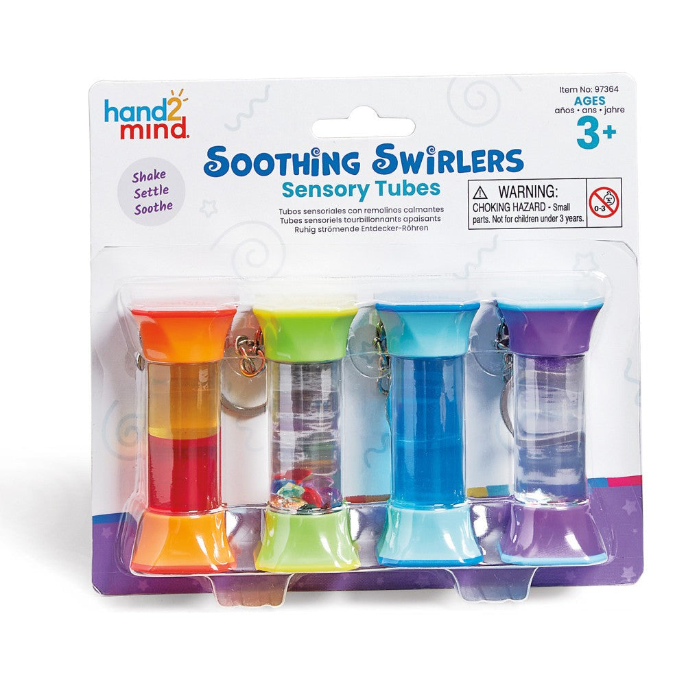 Hand2Mind Soothing Swirlers - Sensory Tube Keychain Set - Multi-Color