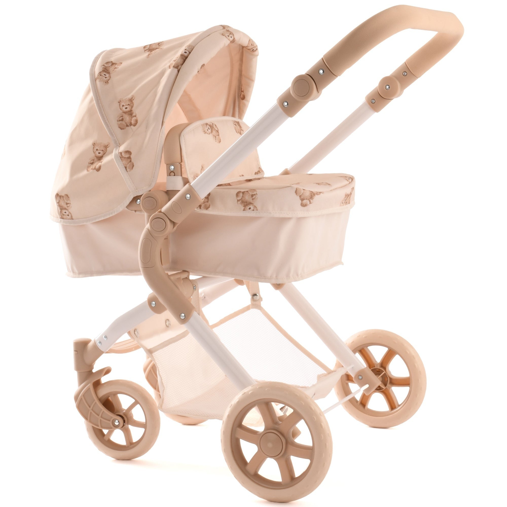 Roma Teddy 2-In-1 Convertible Doll Pram With Adjustable Handle