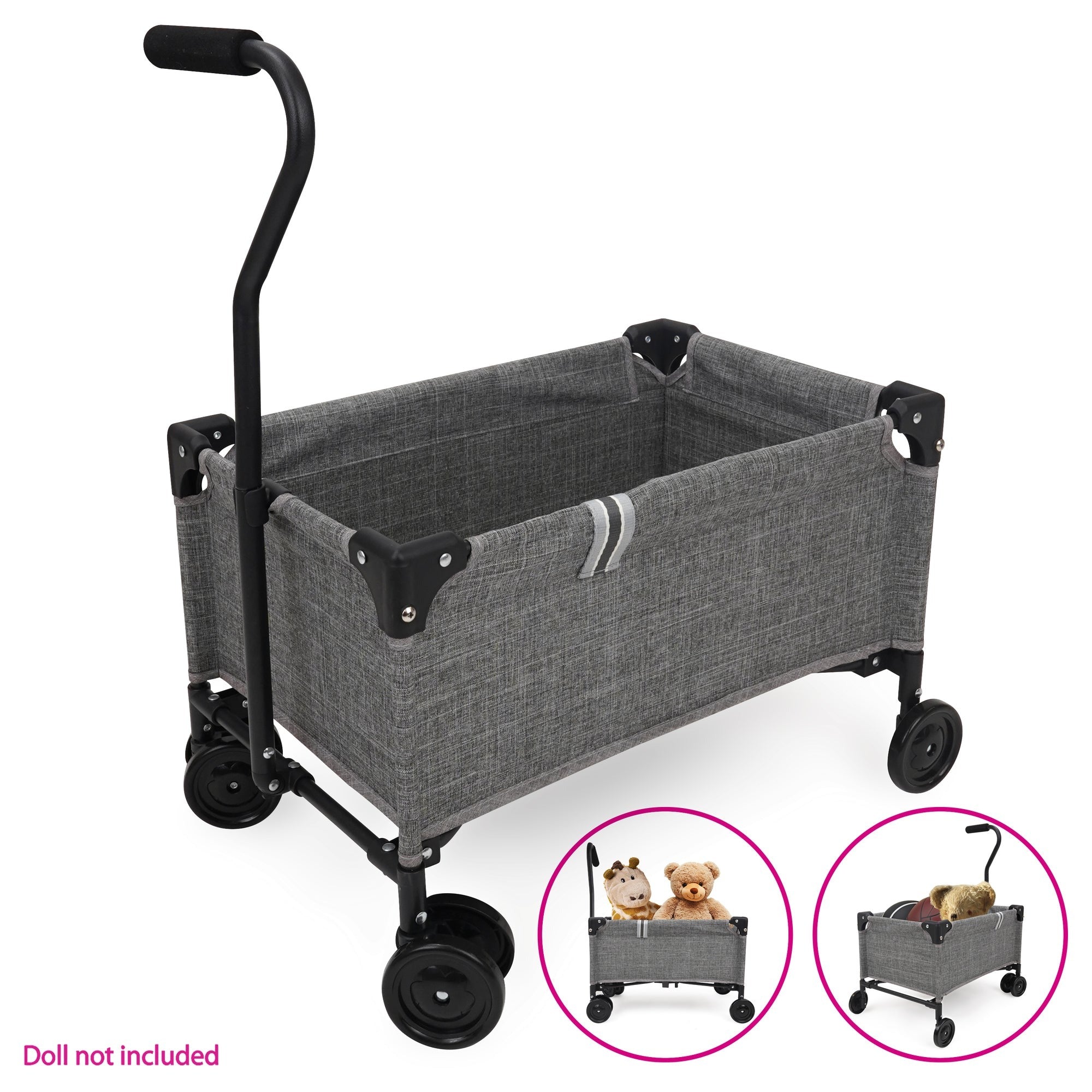 509 Crew Little Wagon Folding Pull-Along Doll Cart - Melange Grey