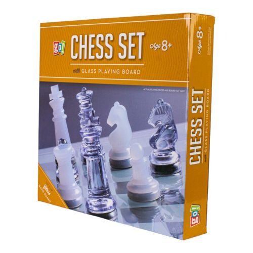 Elegant Plastic Chess Set with Sophisticated Glass Chessboard