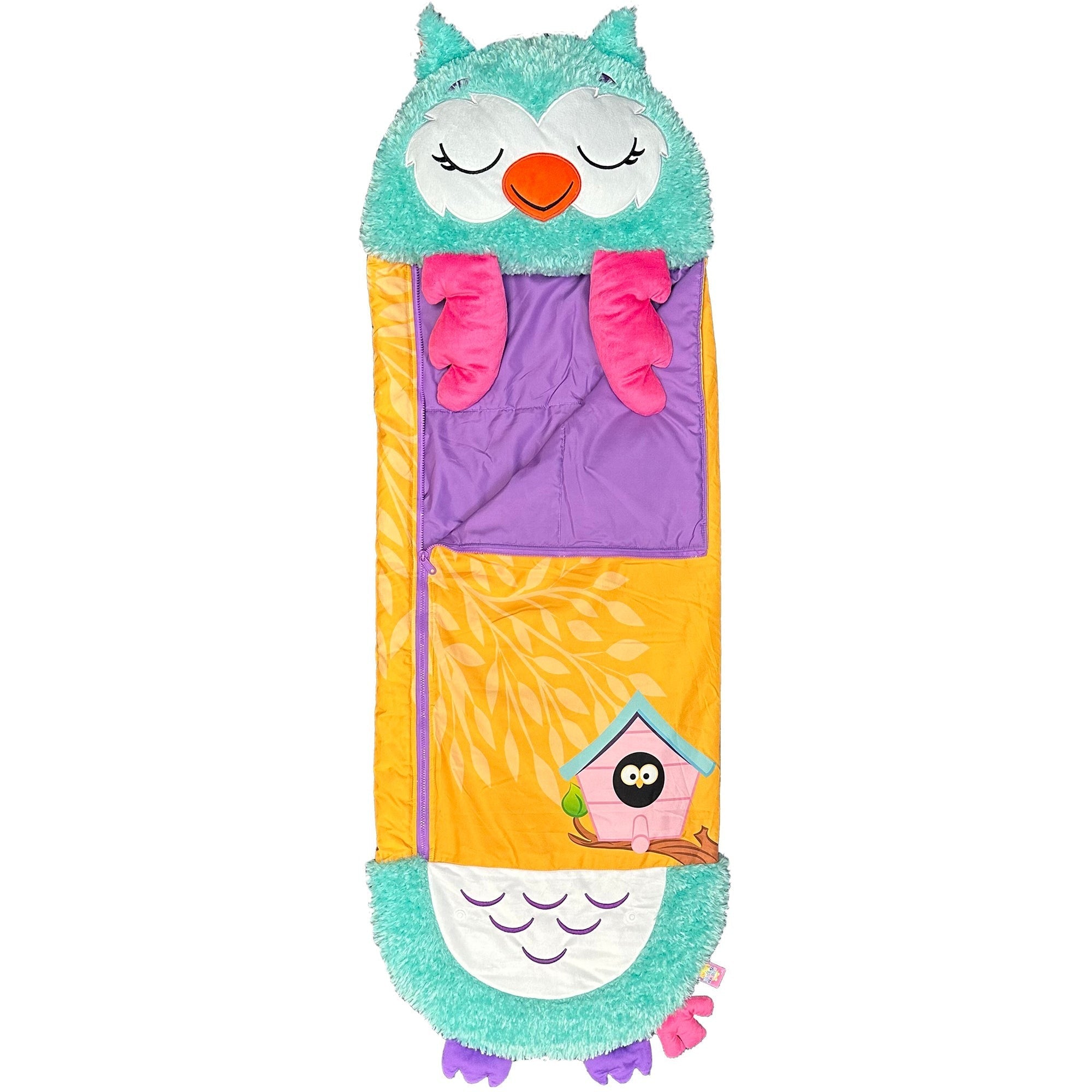 Happy Nappers Green Owl 2-in-1 Pillow & Sleepy Sack Plush, Large 66x30