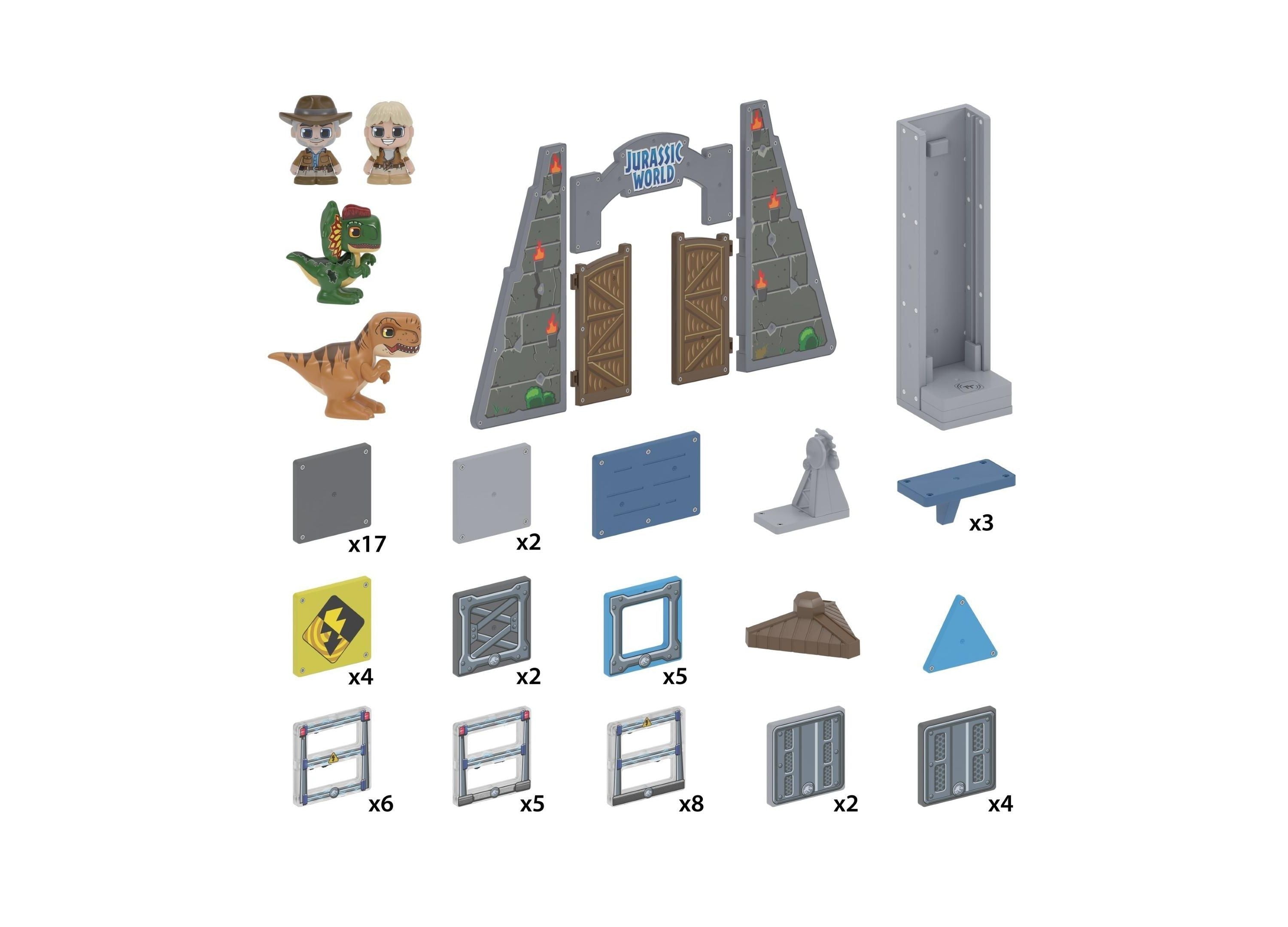 Tile Town Jurassic World Dino Escape Magnetic Tiles Playset, 69 Piece