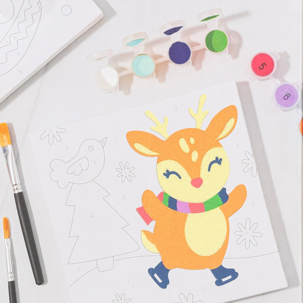 Little Yellow Bicycle Reindeer Paint-By-Number Kit With 2 Canvases