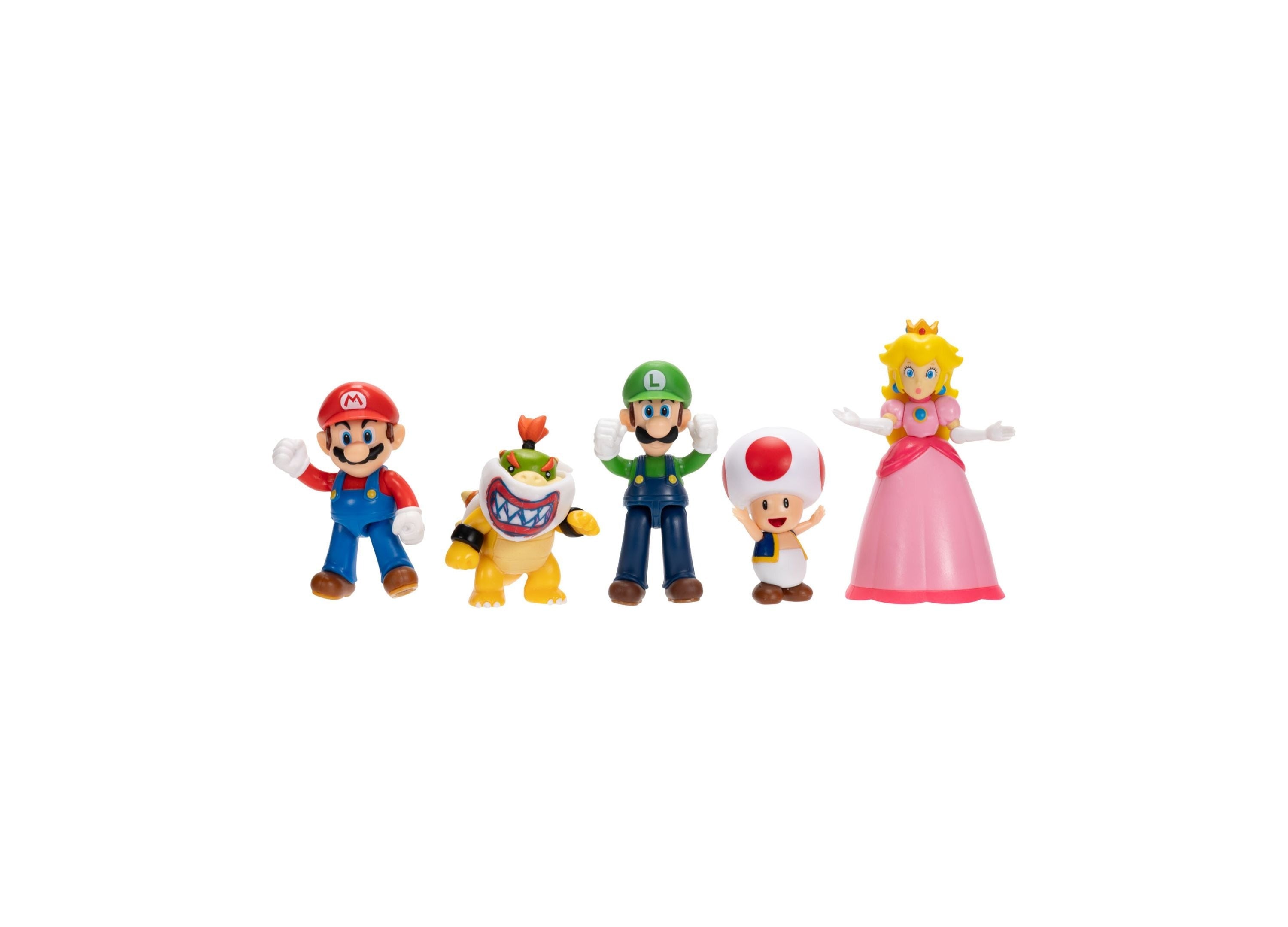 Super Mario 5-Pack Action Figures 2.5-Inch - Mario, Luigi, Peach, Toad & Bowser Jr.