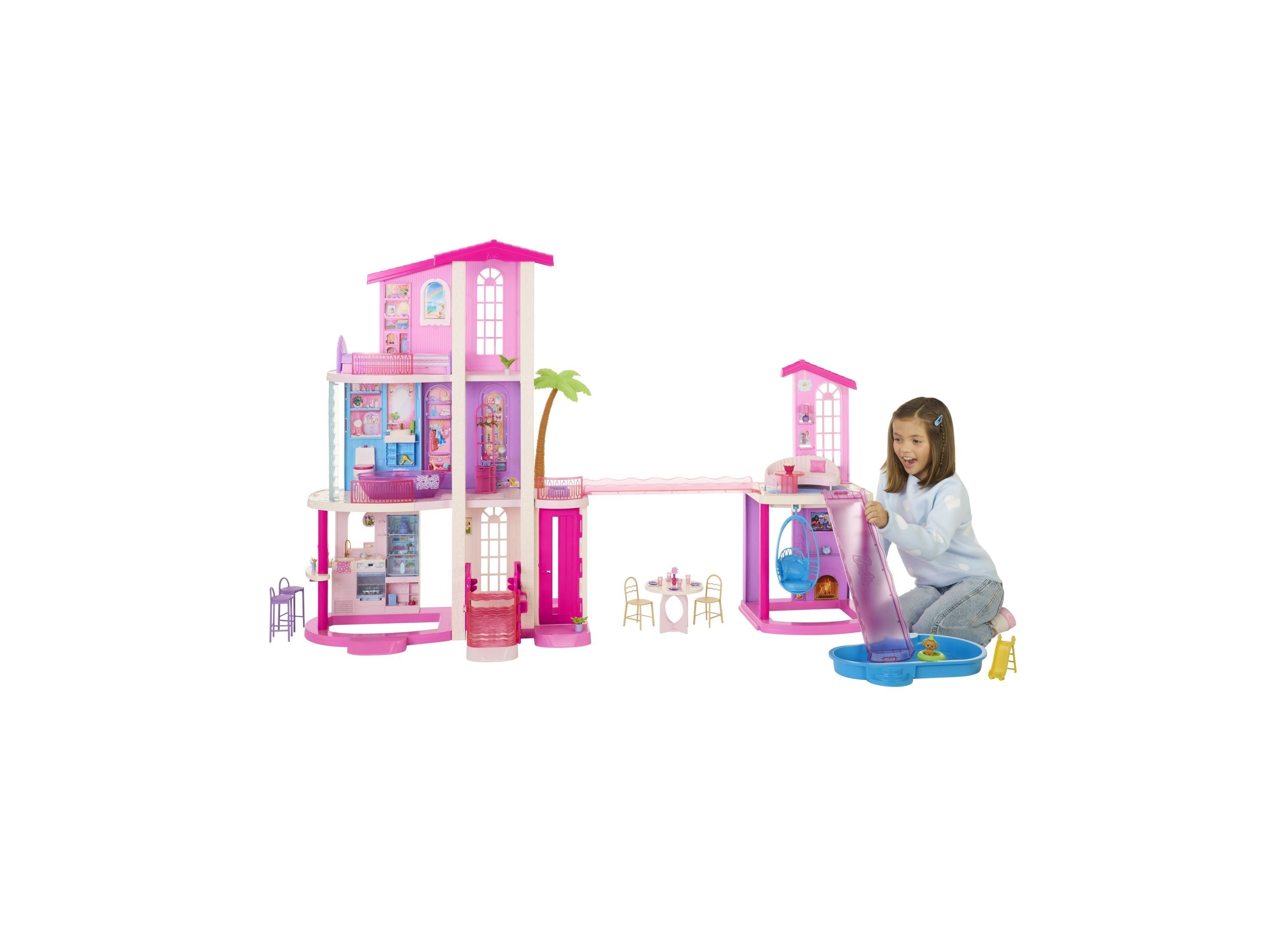 Barbie DreamHouse 3-Story Dollhouse with 2 Pools, 2 Slides & Elevator, 65+ Pieces