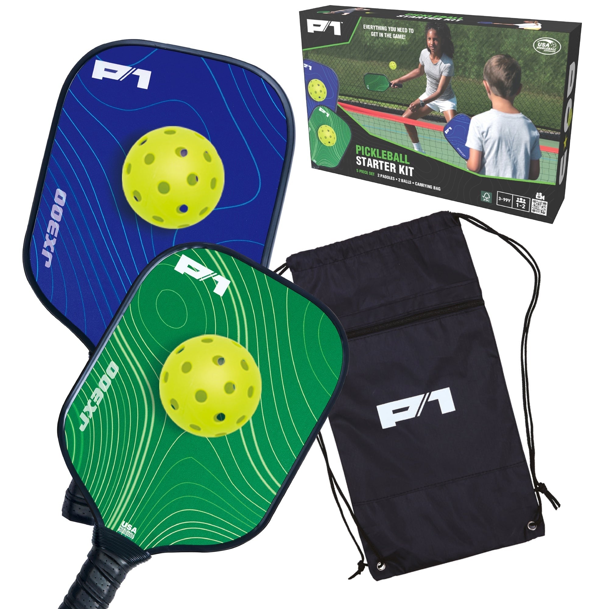 Do-U-Play Pickleball Starter Kit With 2 Paddles, 2 Balls And Carry Bag