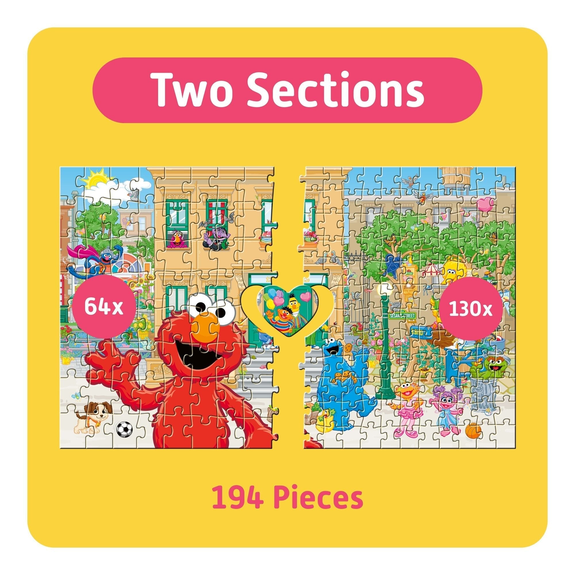 Sesame Street TeamPuzzle 194-Piece Puzzle, Two Difficulty Sections, 19x13 Inches