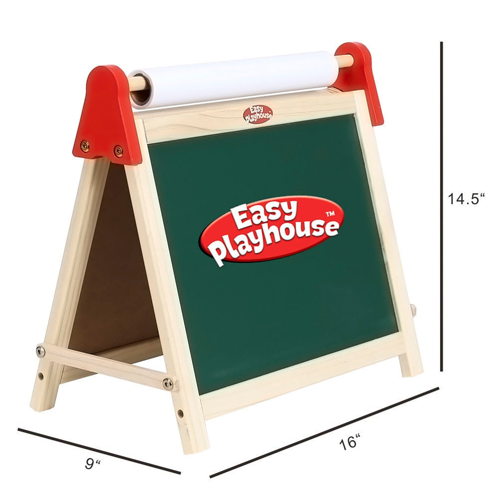 Easy Playhouse Creative Explorer Wooden Table Top Easel for Kids, Age 3+
