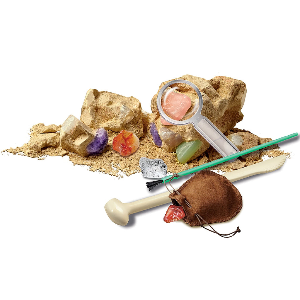 4M KidzLabs Crystal Mining Excavation Kit With 8 Hidden Crystals And Display Case