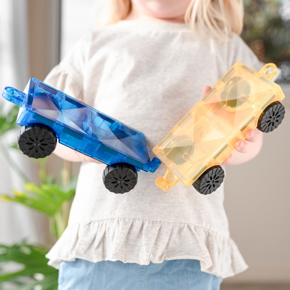 Connetix Magnetic Tiles Rainbow Car Pack, 2 Pieces - Blue/Yellow