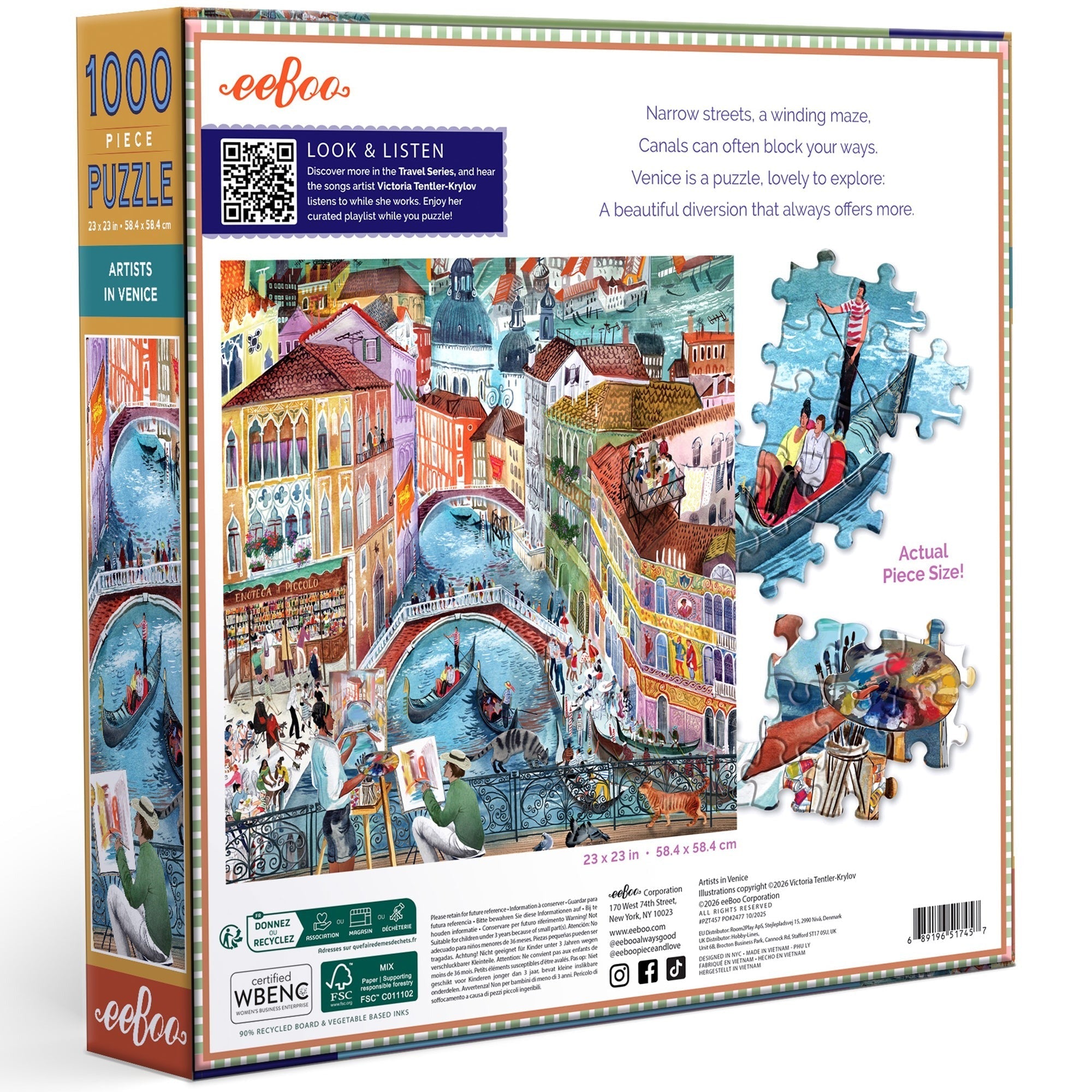 eeBoo Piece & Love Artists in Venice 1000-Piece Puzzle