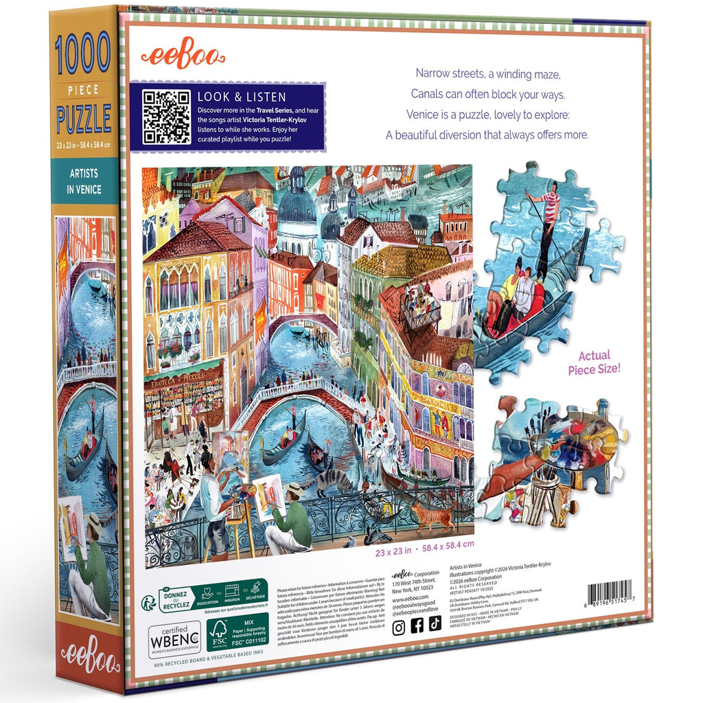 eeBoo Piece & Love Artists in Venice 1000-Piece Puzzle