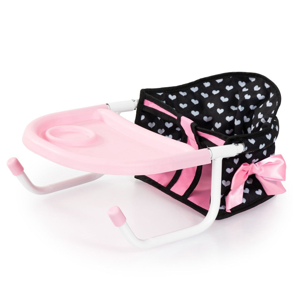 Bayer Design Dolls Table Seat Accessory in Black, Pink, Hearts for Dolls Up to 18"