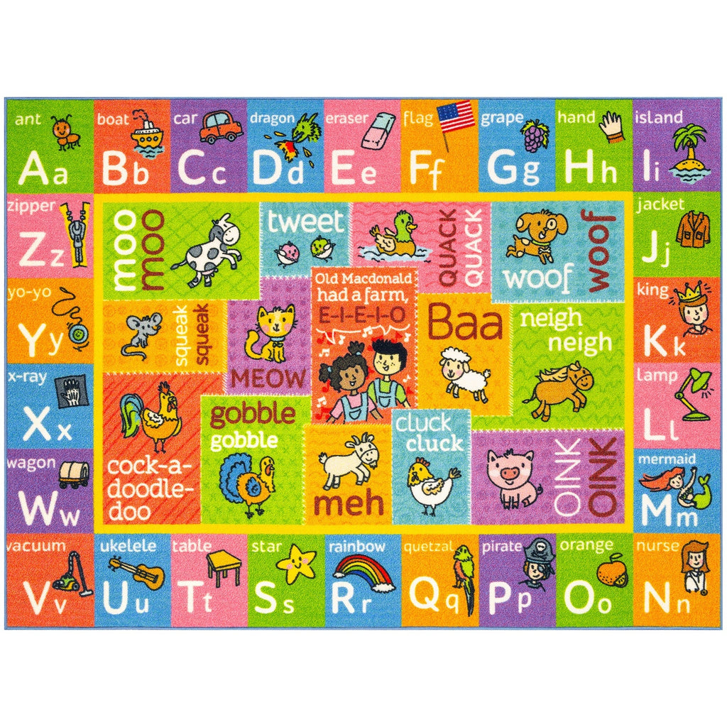 KC Cubs ABC Alphabet Animal Sounds Educational Rug 3x5 Foot Playmat